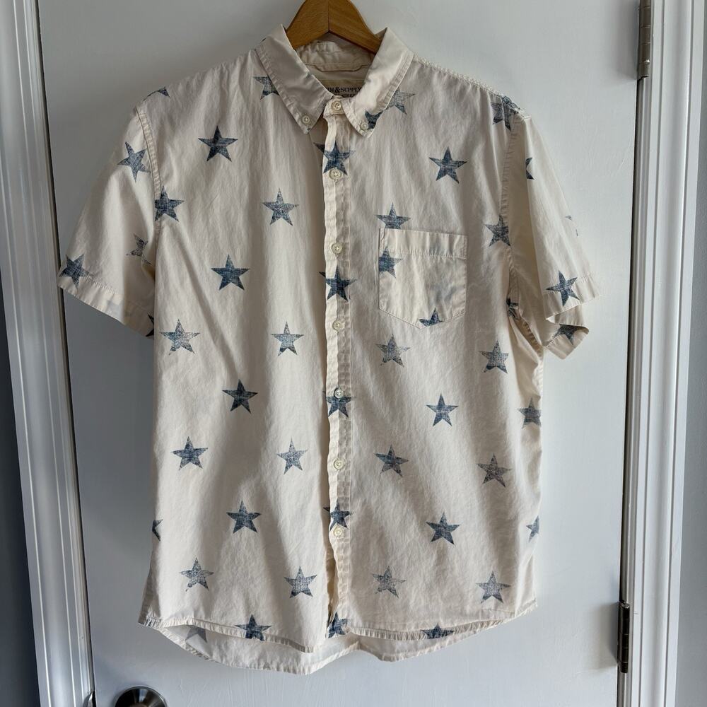 Denim & Supply Ralph Lauren Men’s Large Star Button Down Shirt Short Sleeve